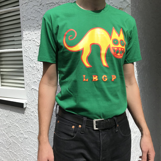 Look Blue Go Purple - Cactus Cat T Shirt (Kelly Green)