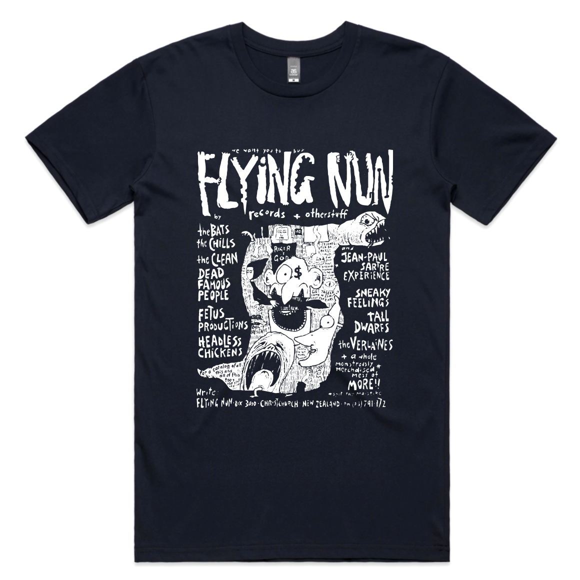 Flying Nun 80s Print Advert T-Shirt - Chris Knox (Navy)
