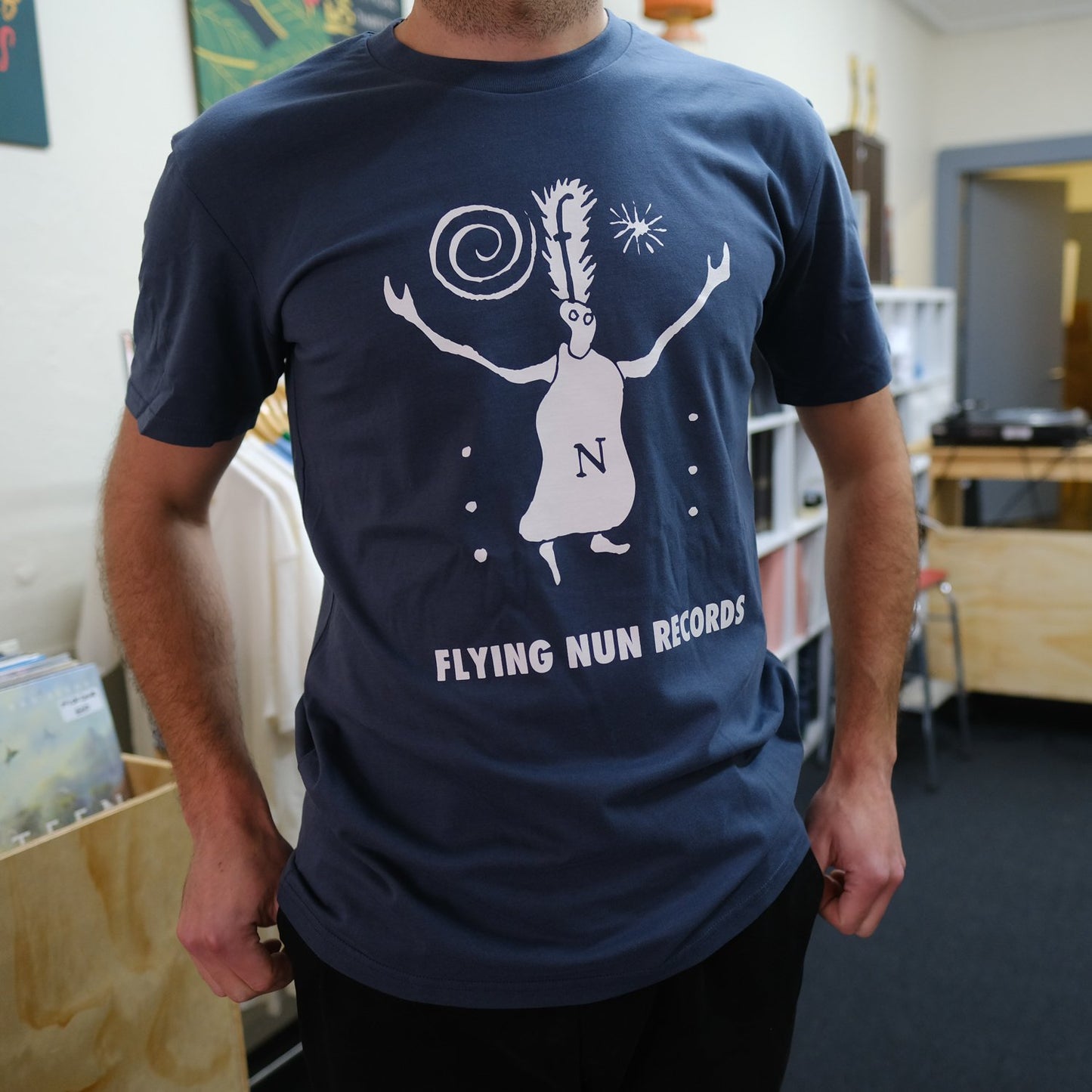 Fuzzy Flying Nun T-Shirt (Petrol Blue)